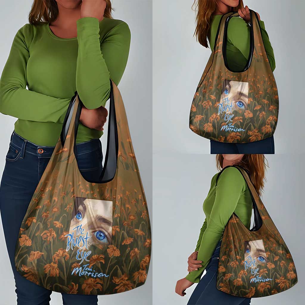 Toni Morrison Grocery Bag Floral Themed Design Featuring The Bluest Eye Cover Art Thought-Provoking Quote - African Pride