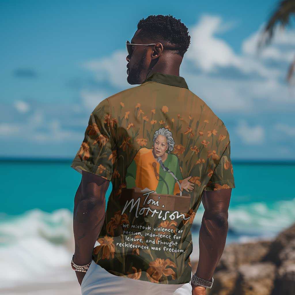 Toni Morrison Hawaiian Shirt Floral Themed Design Featuring The Bluest Eye Cover Art Thought-Provoking Quote - African Pride