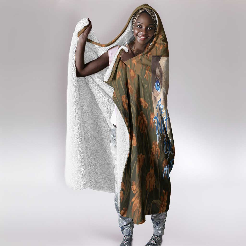 Toni Morrison Hooded Blanket Floral Themed Design Featuring The Bluest Eye Cover Art Thought-Provoking Quote - African Pride