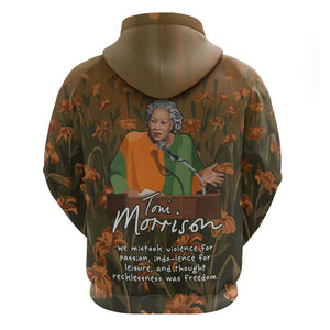 Toni Morrison Hoodie Floral Themed Design Featuring The Bluest Eye Cover Art Thought-Provoking Quote - African Pride