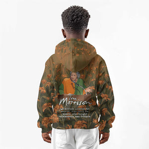 Toni Morrison Kid Hoodie Floral Themed Design Featuring The Bluest Eye Cover Art Thought-Provoking Quote - African Pride