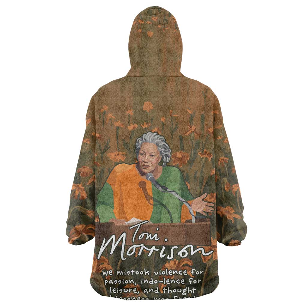 Toni Morrison Kid Wearable Blanket Hoodie Floral Themed Design Featuring The Bluest Eye Cover Art Thought-Provoking Quote - African Pride