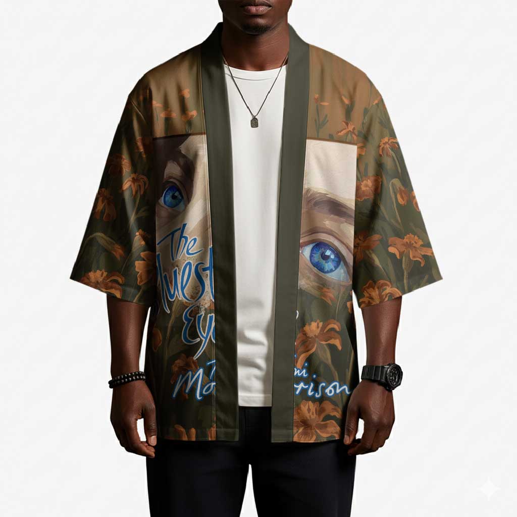 Toni Morrison Kimono Floral Themed Design Featuring The Bluest Eye Cover Art Thought-Provoking Quote - African Pride