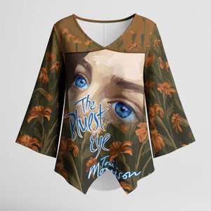 Toni Morrison Kimono Sleeve Blouse Floral Themed Design Featuring The Bluest Eye Cover Art Thought-Provoking Quote - African Pride