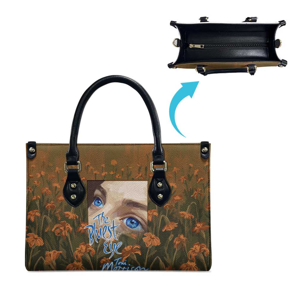 Toni Morrison Leather Bag Floral Themed Design Featuring The Bluest Eye Cover Art Thought-Provoking Quote - African Pride