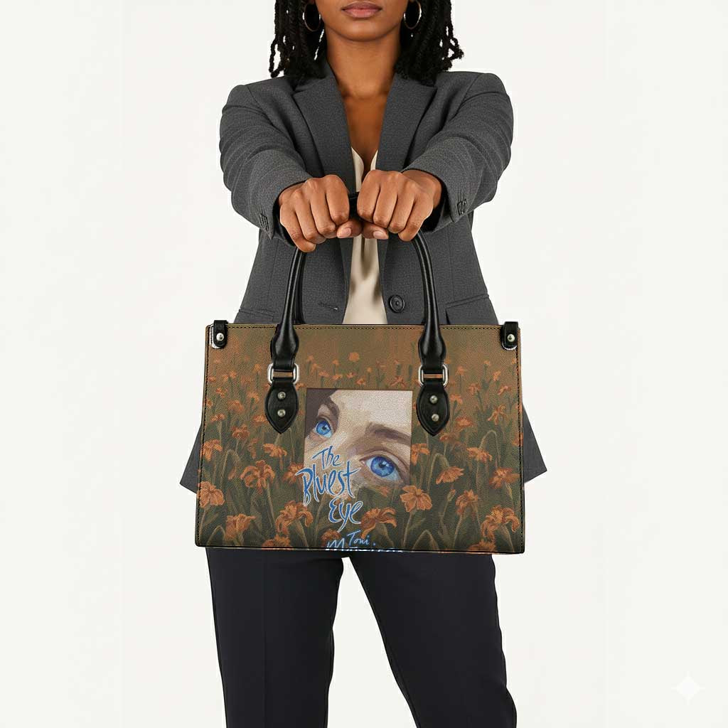 Toni Morrison Leather Bag Floral Themed Design Featuring The Bluest Eye Cover Art Thought-Provoking Quote - African Pride