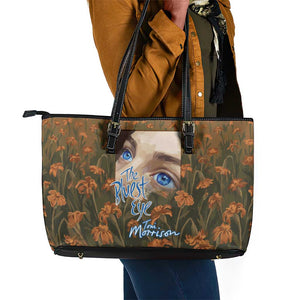 Toni Morrison Leather Tote Bag Floral Themed Design Featuring The Bluest Eye Cover Art Thought-Provoking Quote - African Pride