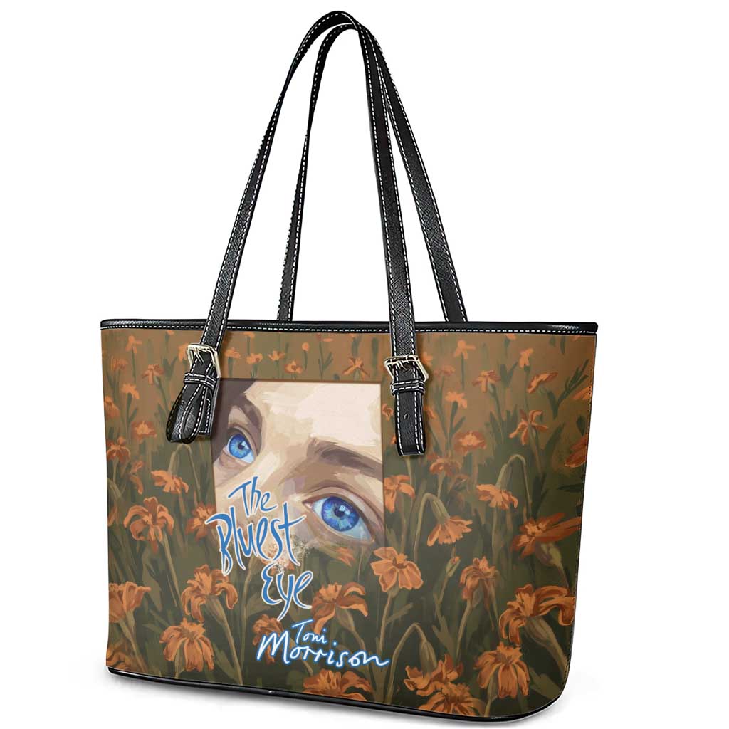 Toni Morrison Leather Tote Bag Floral Themed Design Featuring The Bluest Eye Cover Art Thought-Provoking Quote - African Pride