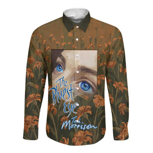 Toni Morrison Long Sleeve Button Shirt Floral Themed Design Featuring The Bluest Eye Cover Art Thought-Provoking Quote - African Pride