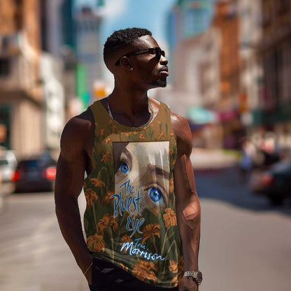 Toni Morrison Men Tank Top Floral Themed Design Featuring The Bluest Eye Cover Art Thought-Provoking Quote - African Pride