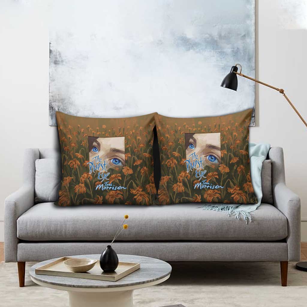 Toni Morrison Pillow Cover Floral Themed Design Featuring The Bluest Eye Cover Art Thought-Provoking Quote - African Pride