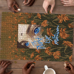 Toni Morrison Puzzle Floral Themed Design Featuring The Bluest Eye Cover Art Thought-Provoking Quote - African Pride