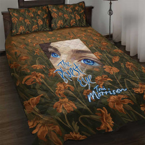 Toni Morrison Quilt Bed Set Floral Themed Design Featuring The Bluest Eye Cover Art Thought-Provoking Quote - African Pride
