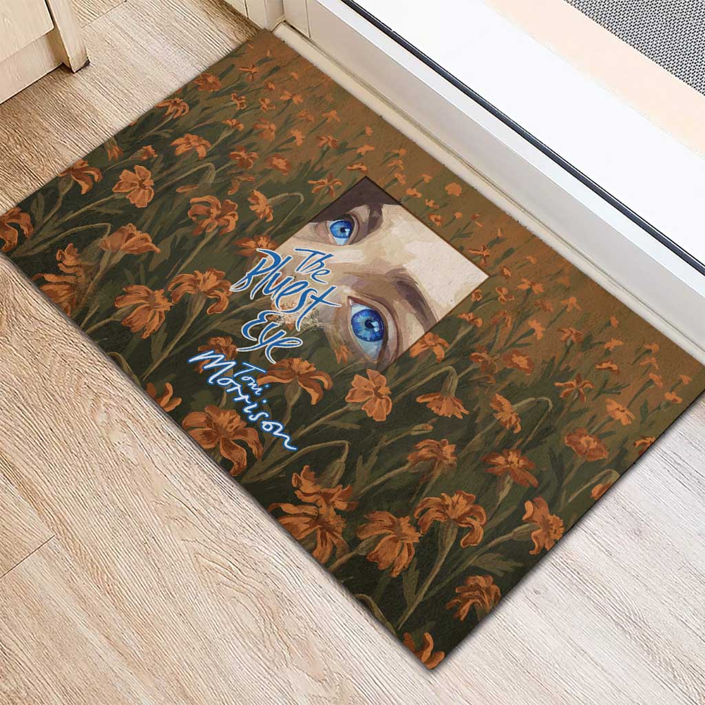Toni Morrison Rubber Doormat Floral Themed Design Featuring The Bluest Eye Cover Art Thought-Provoking Quote - African Pride