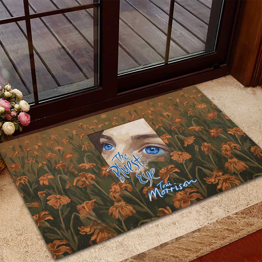 Toni Morrison Rubber Doormat Floral Themed Design Featuring The Bluest Eye Cover Art Thought-Provoking Quote - African Pride