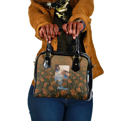 Toni Morrison Shoulder Handbag Floral Themed Design Featuring The Bluest Eye Cover Art Thought-Provoking Quote - African Pride