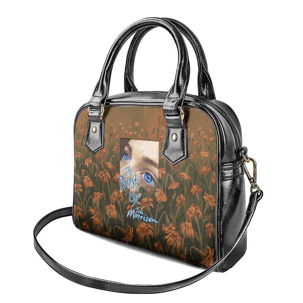 Toni Morrison Shoulder Handbag Floral Themed Design Featuring The Bluest Eye Cover Art Thought-Provoking Quote - African Pride