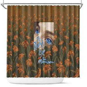 Toni Morrison Shower Curtain Floral Themed Design Featuring The Bluest Eye Cover Art Thought-Provoking Quote - African Pride