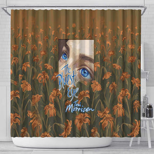 Toni Morrison Shower Curtain Floral Themed Design Featuring The Bluest Eye Cover Art Thought-Provoking Quote - African Pride