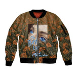 Toni Morrison Sleeve Zip Bomber Jacket Floral Themed Design Featuring The Bluest Eye Cover Art Thought-Provoking Quote - African Pride