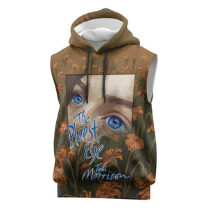 Toni Morrison Sleeveless Hoodie Floral Themed Design Featuring The Bluest Eye Cover Art Thought-Provoking Quote - African Pride