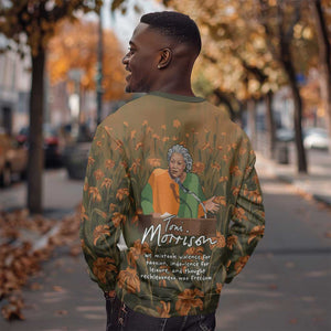 Toni Morrison Sweatshirt Floral Themed Design Featuring The Bluest Eye Cover Art Thought-Provoking Quote - African Pride