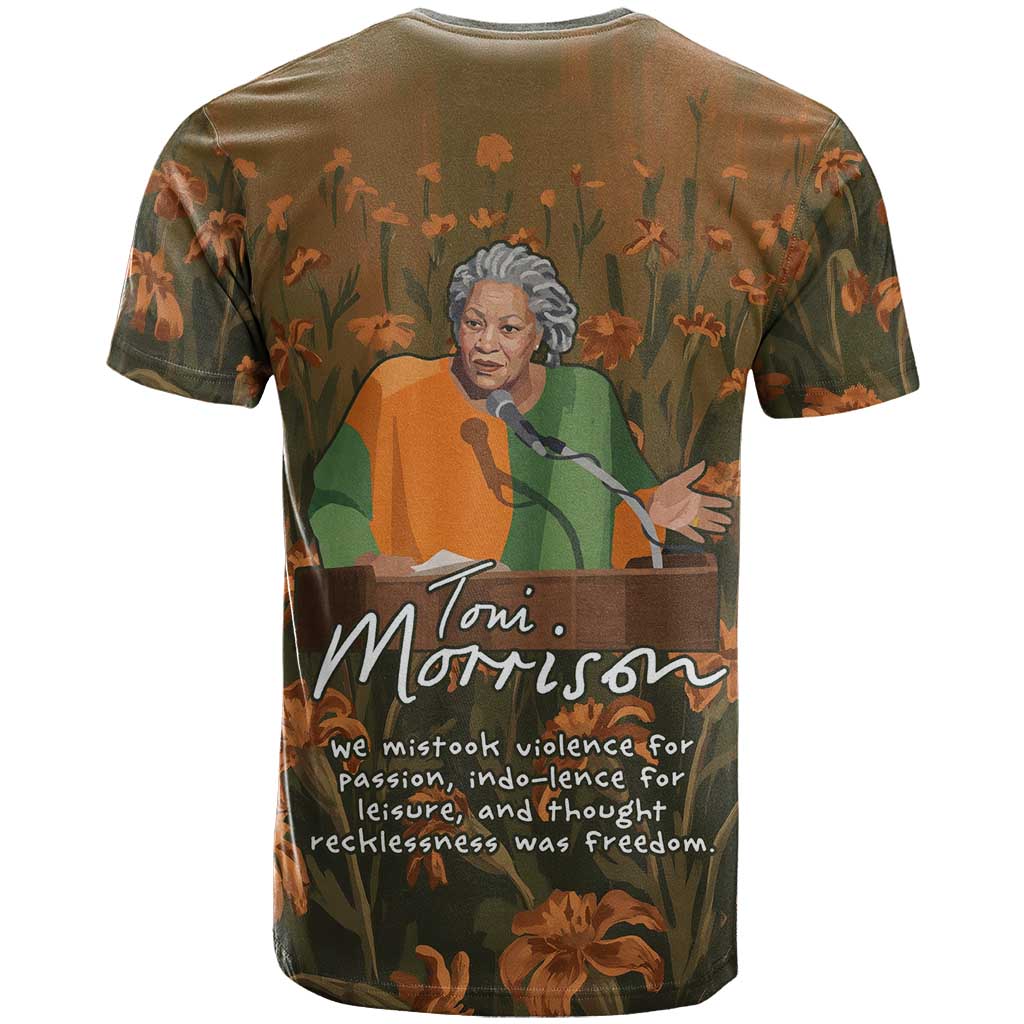 Toni Morrison T shirt Floral Themed Design Featuring The Bluest Eye Cover Art Thought-Provoking Quote - African Pride