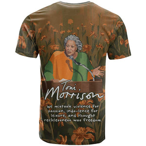 Toni Morrison T shirt Floral Themed Design Featuring The Bluest Eye Cover Art Thought-Provoking Quote - African Pride