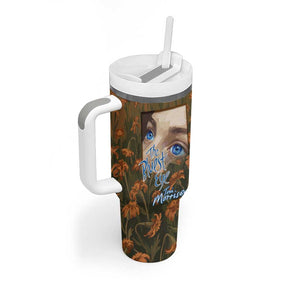 Toni Morrison Tumbler With Handle Floral Themed Design Featuring The Bluest Eye Cover Art Thought-Provoking Quote - African Pride