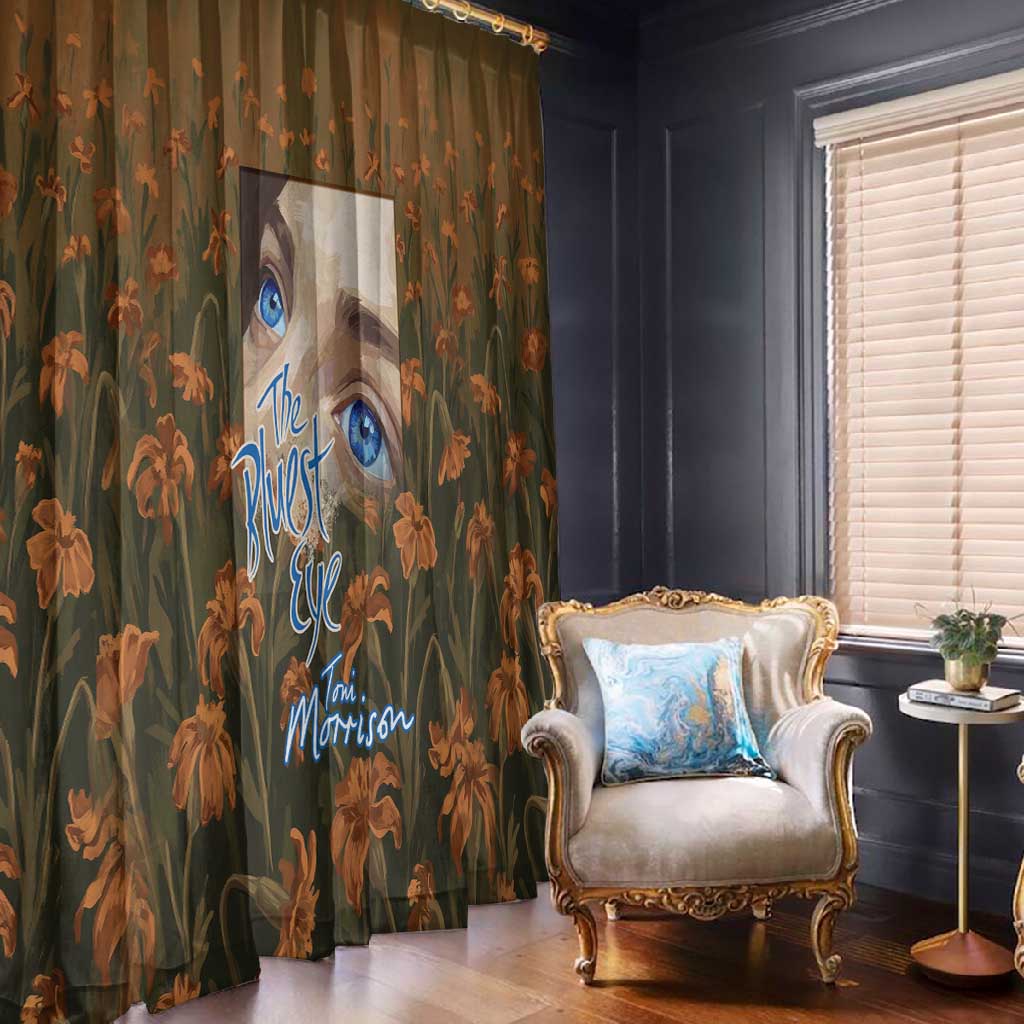 Toni Morrison Window Curtain Floral Themed Design Featuring The Bluest Eye Cover Art Thought-Provoking Quote - African Pride