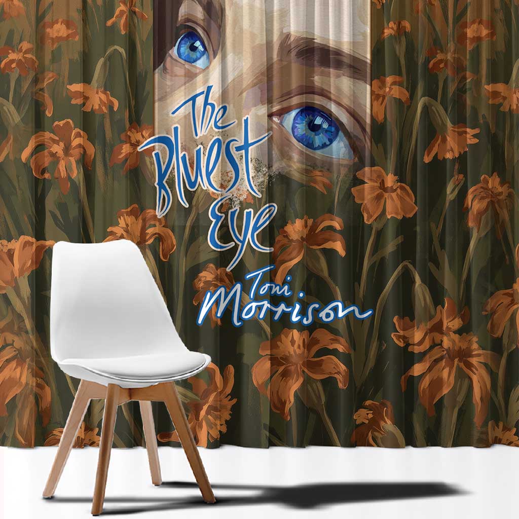 Toni Morrison Window Curtain Floral Themed Design Featuring The Bluest Eye Cover Art Thought-Provoking Quote - African Pride