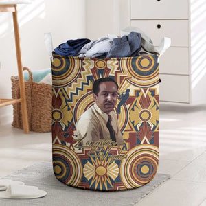 Langston Hughes Laundry Basket Vibrant Jazz Age Pattern - Typewriter and Silhouettes Celebration of Harlem Renaissance - African Pride