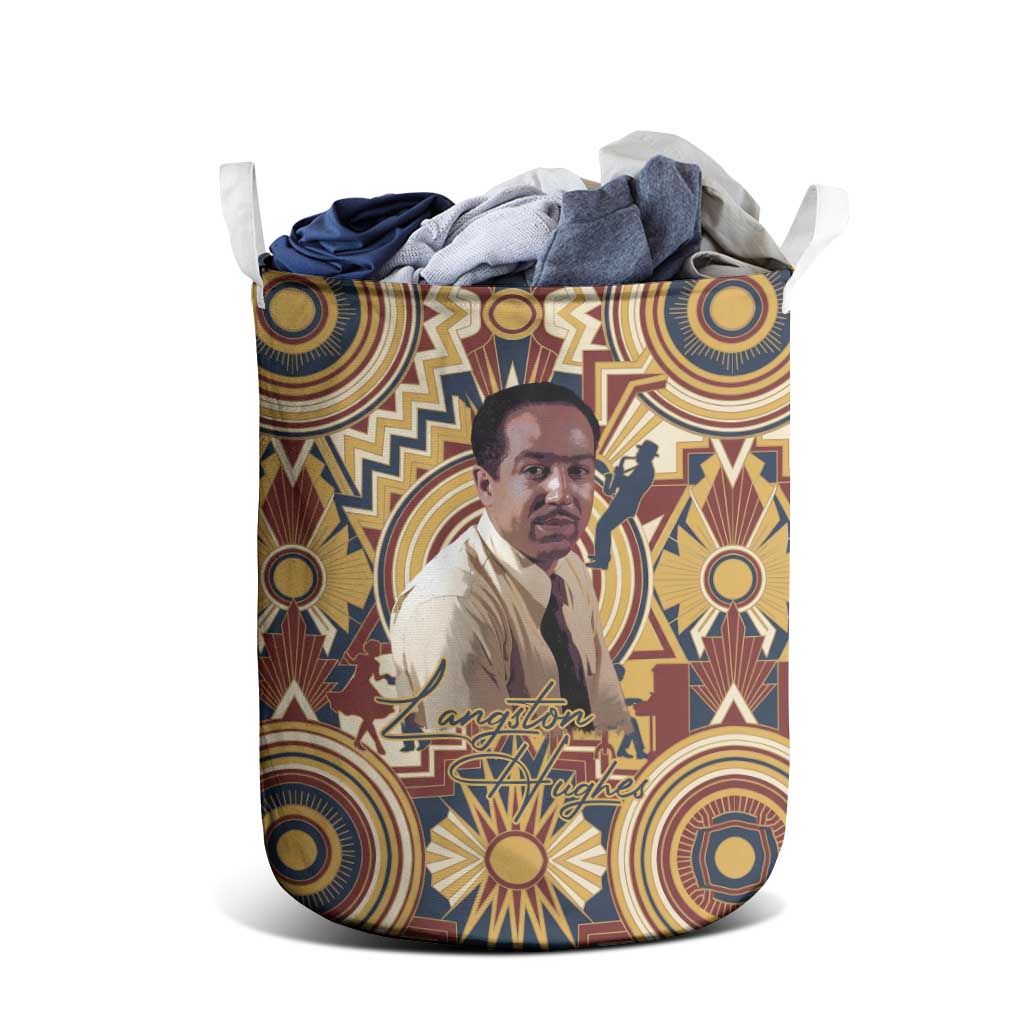 Langston Hughes Laundry Basket Vibrant Jazz Age Pattern - Typewriter and Silhouettes Celebration of Harlem Renaissance - African Pride