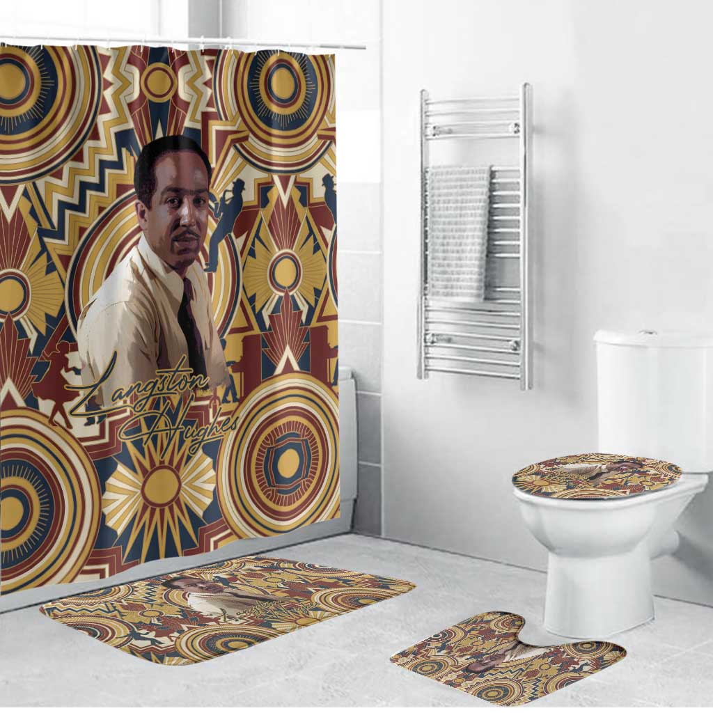 Langston Hughes Bathroom Set Vibrant Jazz Age Pattern - Typewriter and Silhouettes Celebration of Harlem Renaissance - African Pride