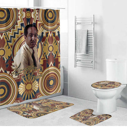 Langston Hughes Bathroom Set Vibrant Jazz Age Pattern - Typewriter and Silhouettes Celebration of Harlem Renaissance - African Pride