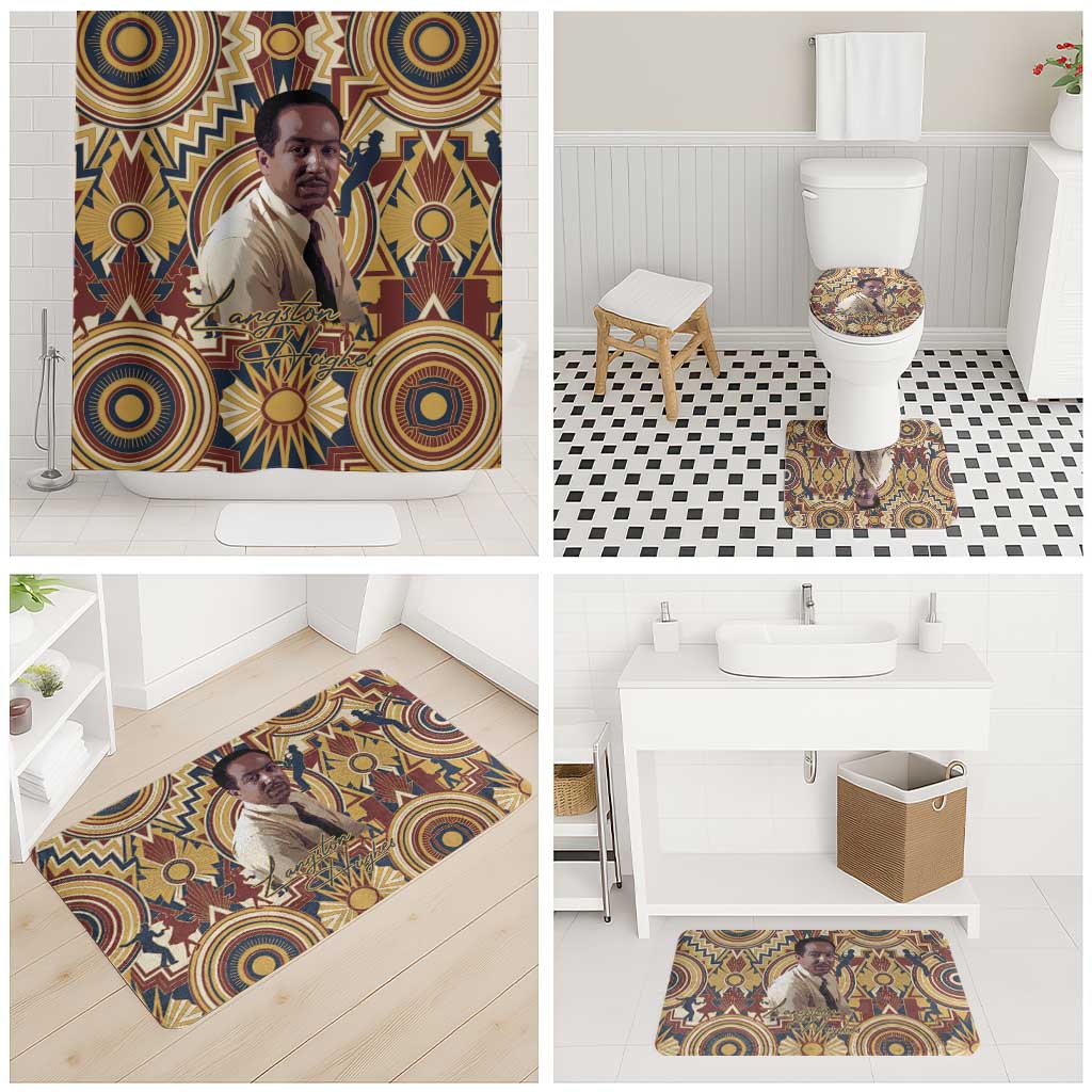 Langston Hughes Bathroom Set Vibrant Jazz Age Pattern - Typewriter and Silhouettes Celebration of Harlem Renaissance - African Pride
