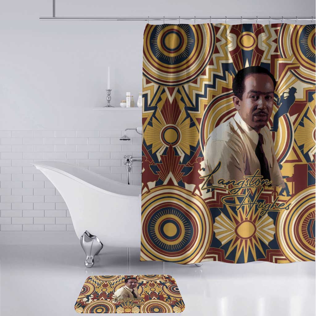 Langston Hughes Bathroom Set Vibrant Jazz Age Pattern - Typewriter and Silhouettes Celebration of Harlem Renaissance - African Pride