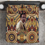 Langston Hughes Bedding Set Vibrant Jazz Age Pattern - Typewriter and Silhouettes Celebration of Harlem Renaissance - African Pride