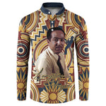 Langston Hughes Button Sweatshirt Vibrant Jazz Age Pattern - Typewriter and Silhouettes Celebration of Harlem Renaissance