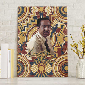 Langston Hughes Canvas Wall Art Vibrant Jazz Age Pattern - Typewriter and Silhouettes Celebration of Harlem Renaissance - African Pride