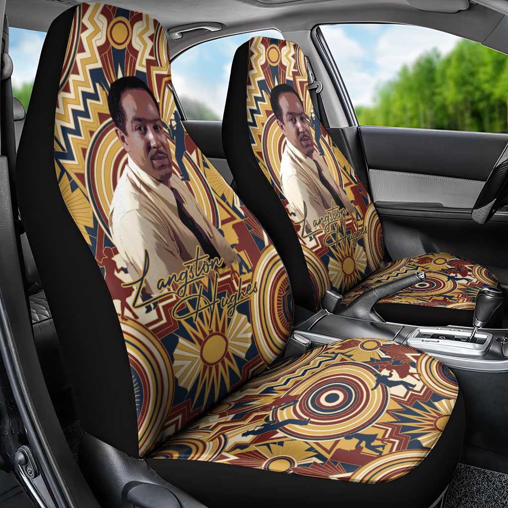 Langston Hughes Car Seat Cover Vibrant Jazz Age Pattern - Typewriter and Silhouettes Celebration of Harlem Renaissance - African Pride