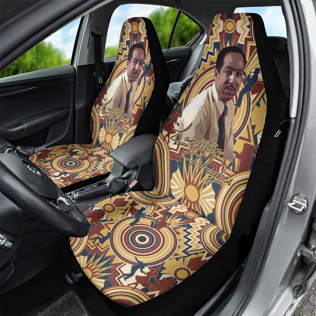 Langston Hughes Car Seat Cover Vibrant Jazz Age Pattern - Typewriter and Silhouettes Celebration of Harlem Renaissance - African Pride