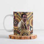 Langston Hughes Ceramic Mug Vibrant Jazz Age Pattern - Typewriter and Silhouettes Celebration of Harlem Renaissance - African Pride