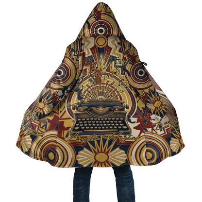 Langston Hughes Cloak Vibrant Jazz Age Pattern - Typewriter and Silhouettes Celebration of Harlem Renaissance - African Pride