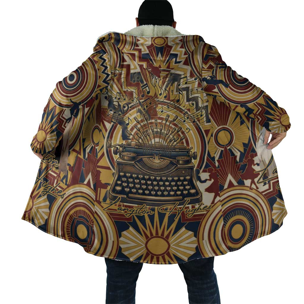 Langston Hughes Cloak Vibrant Jazz Age Pattern - Typewriter and Silhouettes Celebration of Harlem Renaissance - African Pride