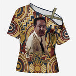 Langston Hughes Cross Shoulder Shirt Vibrant Jazz Age Pattern - Typewriter and Silhouettes Celebration of Harlem Renaissance - African Pride