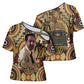 Langston Hughes Cross Shoulder Shirt Vibrant Jazz Age Pattern - Typewriter and Silhouettes Celebration of Harlem Renaissance - African Pride