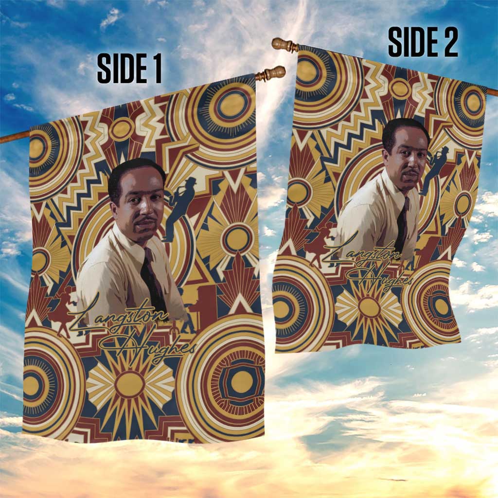 Langston Hughes Garden Flag Vibrant Jazz Age Pattern - Typewriter and Silhouettes Celebration of Harlem Renaissance - African Pride