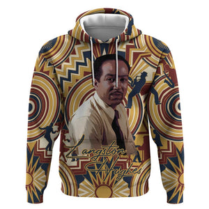 Langston Hughes Hoodie Vibrant Jazz Age Pattern - Typewriter and Silhouettes Celebration of Harlem Renaissance - African Pride