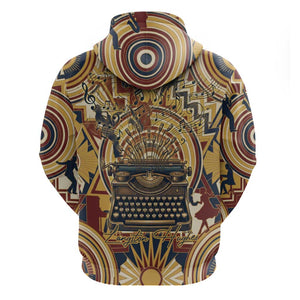 Langston Hughes Hoodie Vibrant Jazz Age Pattern - Typewriter and Silhouettes Celebration of Harlem Renaissance - African Pride